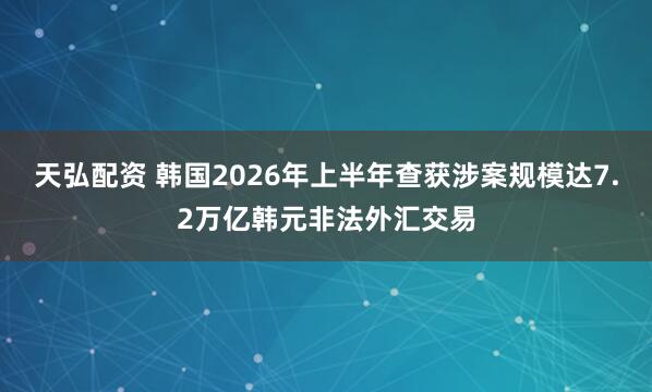 天弘配资 韩国2026年上半年查获涉案规模达7.2万亿韩元非法外汇交易